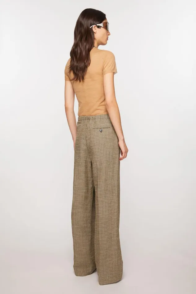 Women Tailored Linen Blend Trousers Multi Brown Acne Studios Trousers