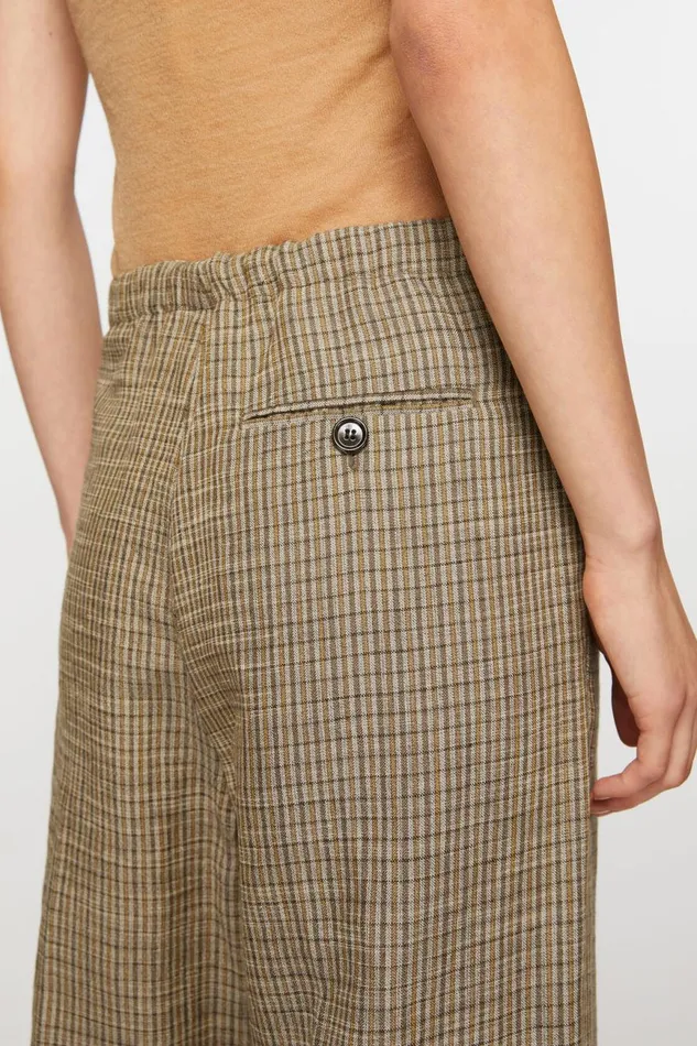 Women Tailored Linen Blend Trousers Multi Brown Acne Studios Trousers