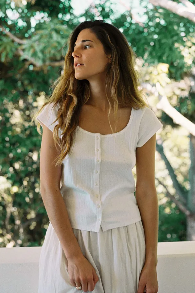 Women Tops and Blouses Christy Dawn The Bridget Tee Ivory