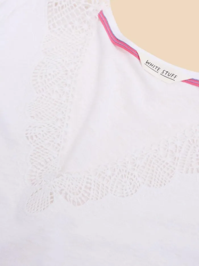 Women TOPS and TEES White Stuff Ellie Linen Blend Lace Tee Brilliant White Women TOPS and TEES White Stuff Ellie Linen Blend Lace Tee Brilliant White