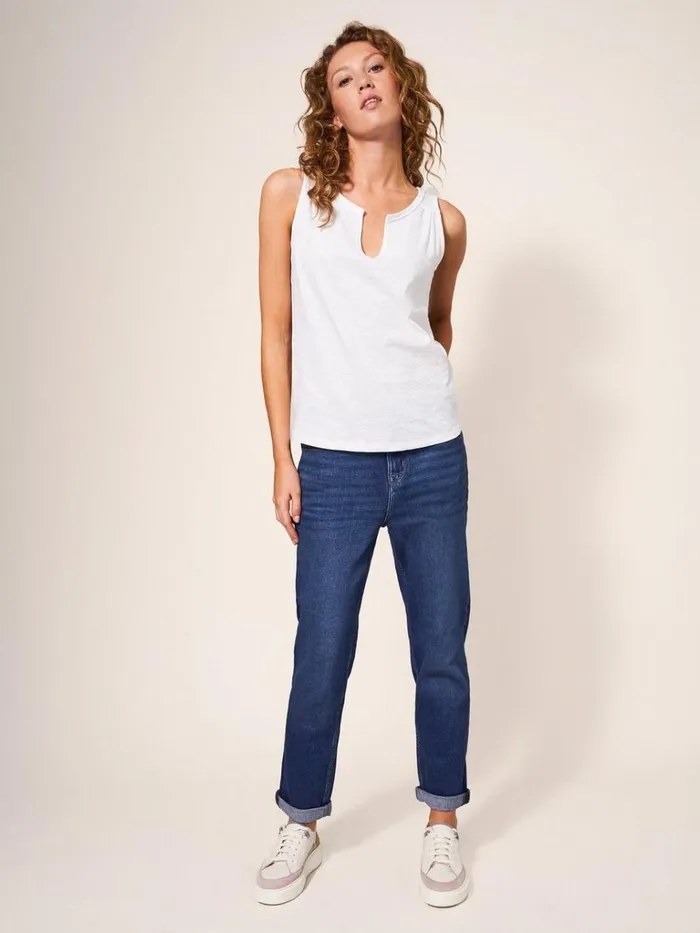 Women TOPS and TEES White Stuff Laila Notch Neck Vest Brilliant White