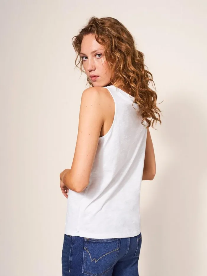 Women TOPS and TEES White Stuff Laila Notch Neck Vest Brilliant White