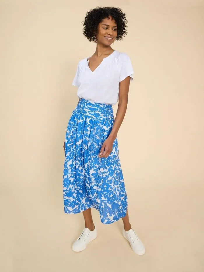 Women TOPS and TEES White Stuff LUELLA NOTCH NECK EMB TOP Brilliant White