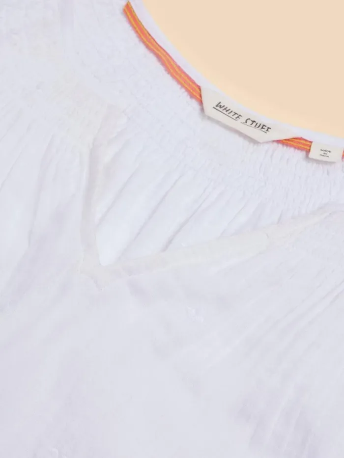 Women TOPS and TEES White Stuff LUELLA NOTCH NECK EMB TOP Brilliant White Women TOPS and TEES White Stuff LUELLA NOTCH NECK EMB TOP Brilliant White
