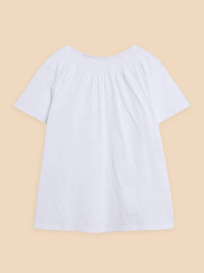 Women TOPS and TEES White Stuff LUELLA NOTCH NECK EMB TOP Brilliant White Women TOPS and TEES White Stuff LUELLA NOTCH NECK EMB TOP Brilliant White