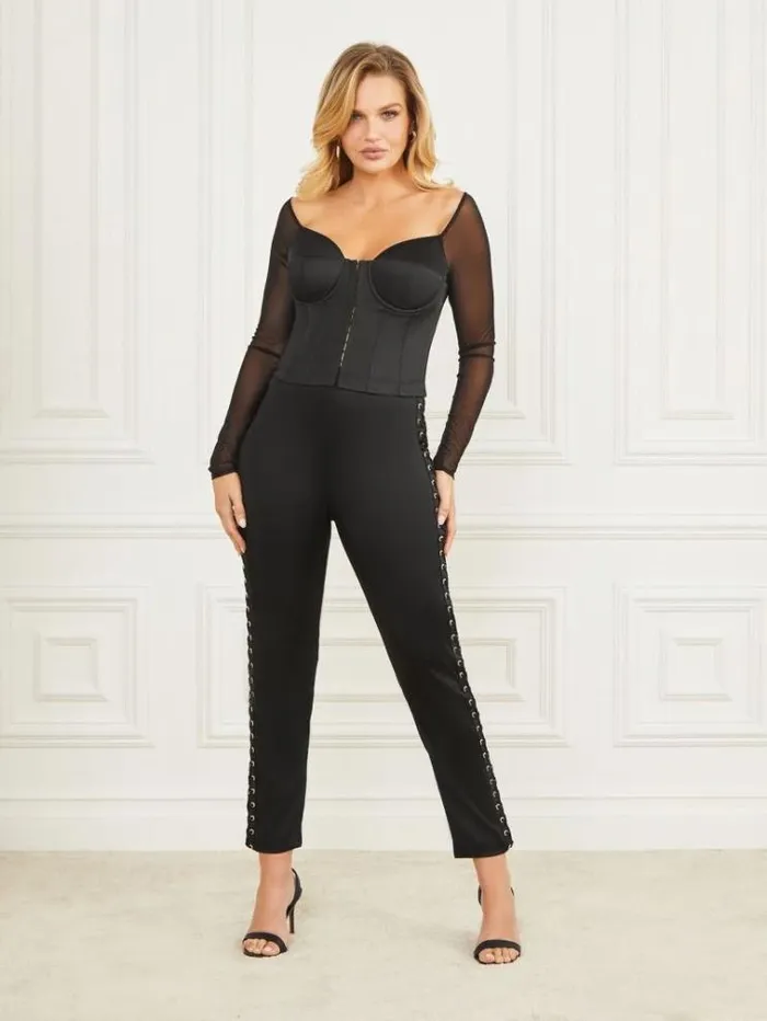 Women Tops And Sweaters Marciano Blanche Corset Top Black Women Tops And Sweaters Marciano Blanche Corset Top Black