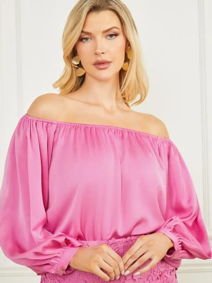 Women Tops And Sweaters Marciano Candice OfftheShoulder Top Rocker Rouge