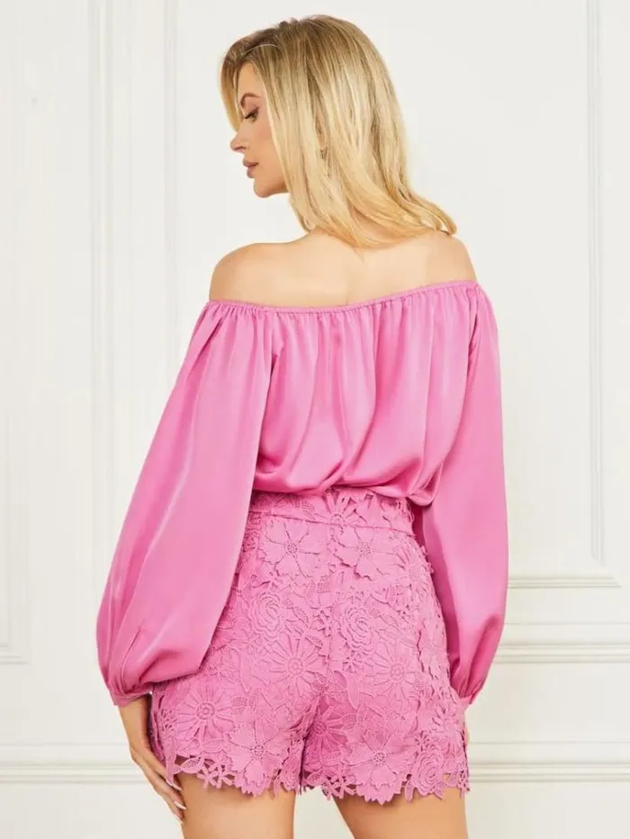 Women Tops And Sweaters Marciano Candice OfftheShoulder Top Rocker Rouge Women Tops And Sweaters Marciano Candice OfftheShoulder Top Rocker Rouge