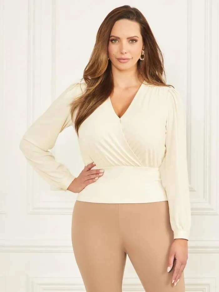 Women Tops And Sweaters Marciano Celeste LongSleeve Top Sandy Shore