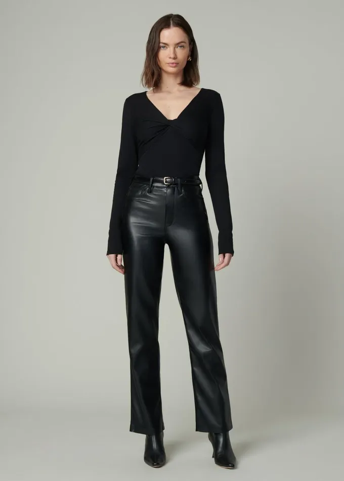 Women Tops Joe039s Jeans THE AVA STRIPE TWIST V NECK TOP Black