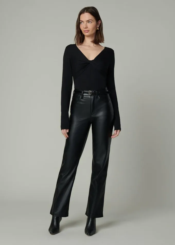 Women Tops Joe039s Jeans THE AVA STRIPE TWIST V NECK TOP Black