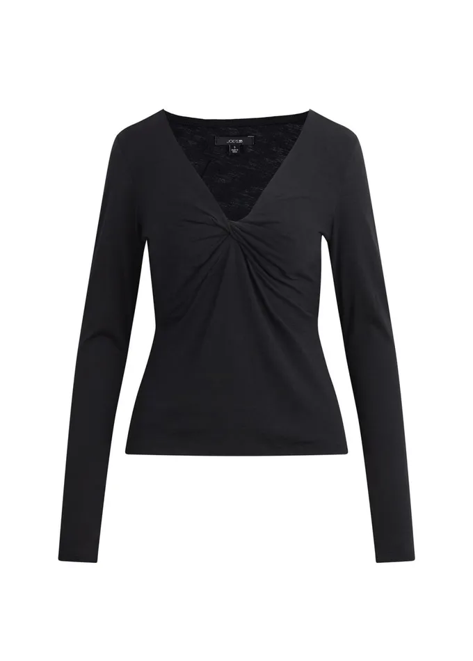 Women Tops Joe039s Jeans THE AVA STRIPE TWIST V NECK TOP Black