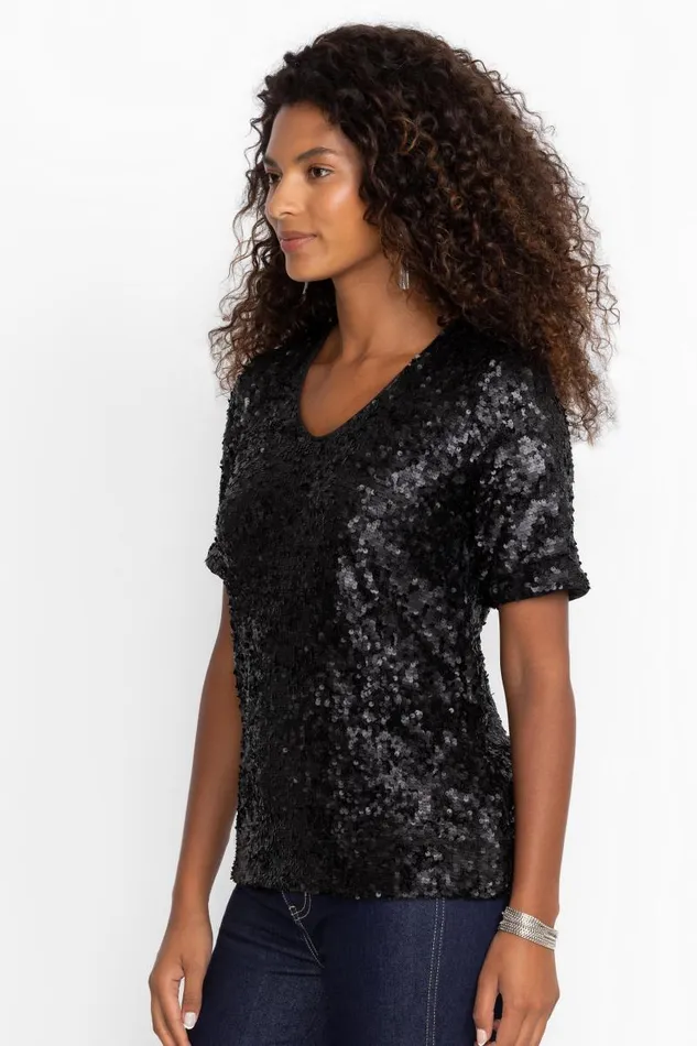 Women Tops Johnny Was BRADLEY SEQUIN BLOUSE Black Sequin Women Tops Johnny Was BRADLEY SEQUIN BLOUSE Black Sequin