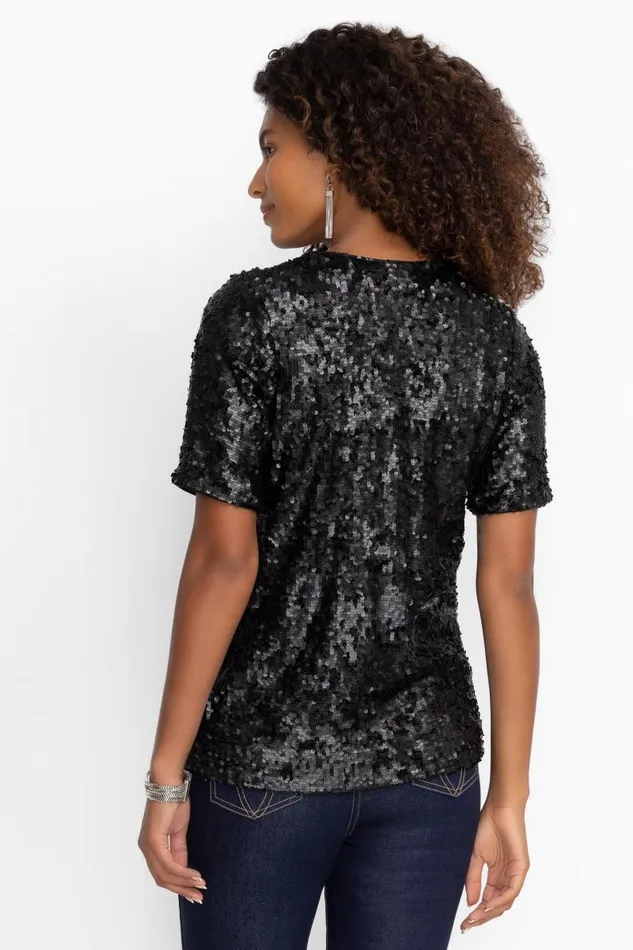 Women Tops Johnny Was BRADLEY SEQUIN BLOUSE Black Sequin Women Tops Johnny Was BRADLEY SEQUIN BLOUSE Black Sequin