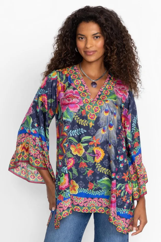 Women Tops Johnny Was CALESTA TUNIC Darnahta Scarf Print