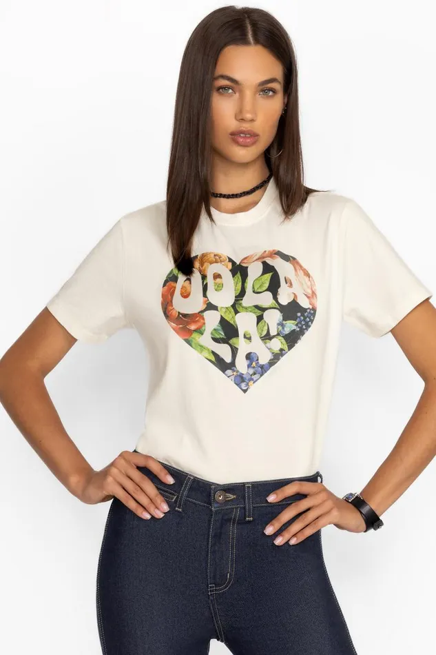 Women Tops Johnny Was HEART OOLALA TEE Ecru