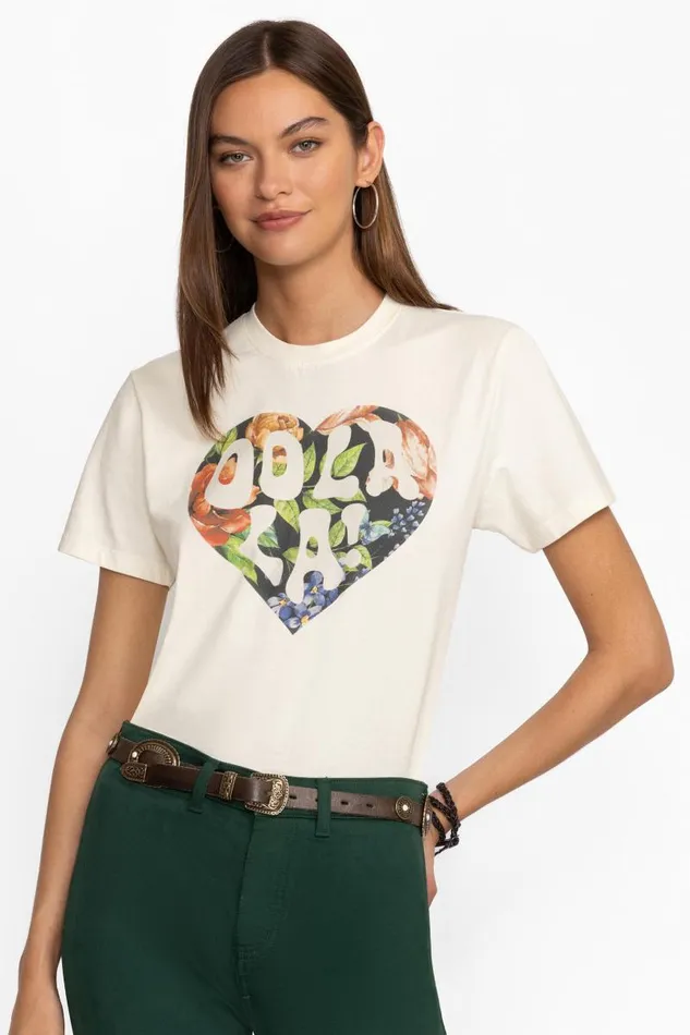 Women Tops Johnny Was HEART OOLALA TEE Ecru