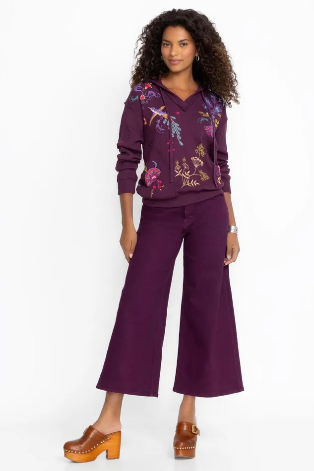 Women Tops Johnny Was RELAXED THERMAL HOODIE Plum