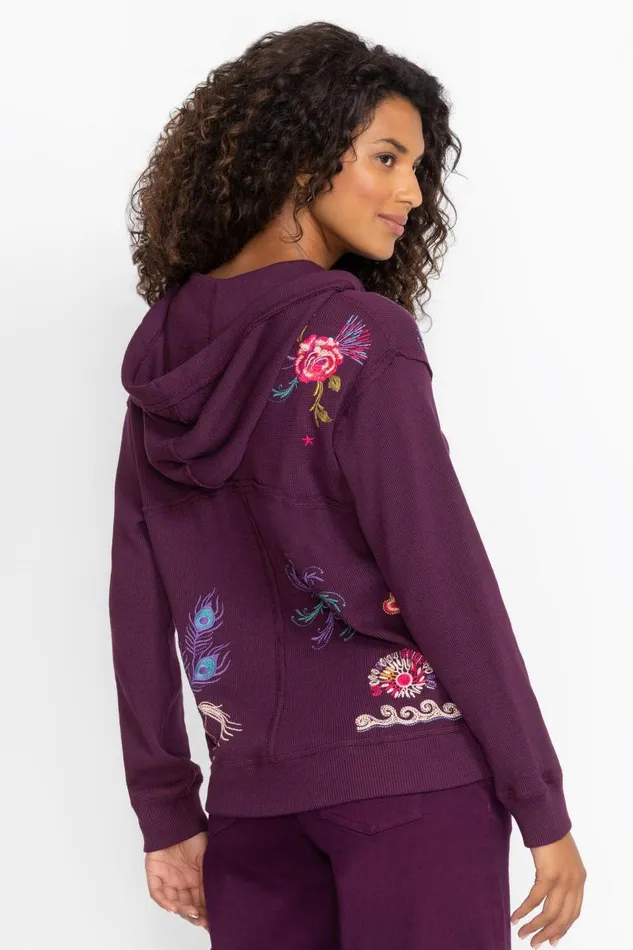 Women Tops Johnny Was RELAXED THERMAL HOODIE Plum