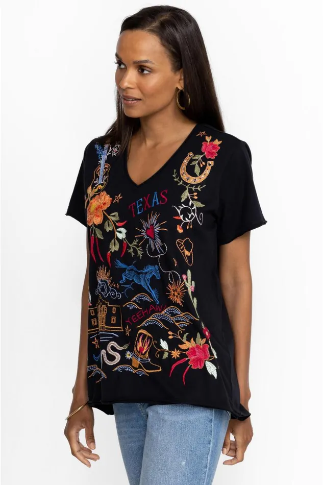 Women Tops Johnny Was Texas Everyday Tee Black