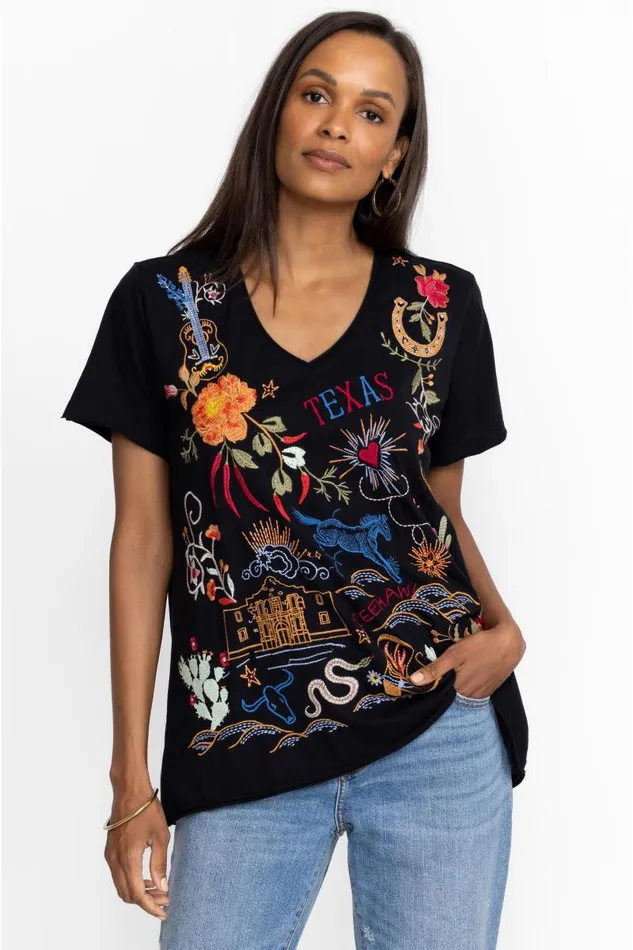 Women Tops Johnny Was Texas Everyday Tee Black