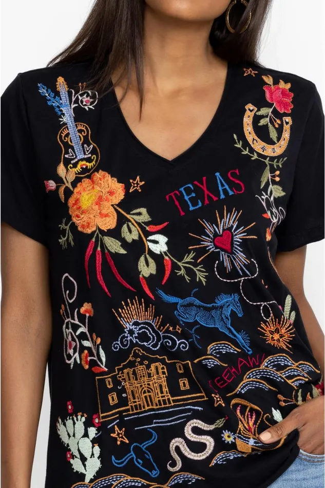 Women Tops Johnny Was Texas Everyday Tee Black