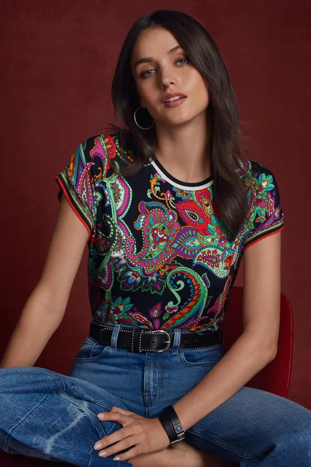 Women Tops Johnny Was THE JANIE FAVORITE RELAXED TEE Cachemir Scarf Print Women Tops Johnny Was THE JANIE FAVORITE RELAXED TEE Cachemir Scarf Print