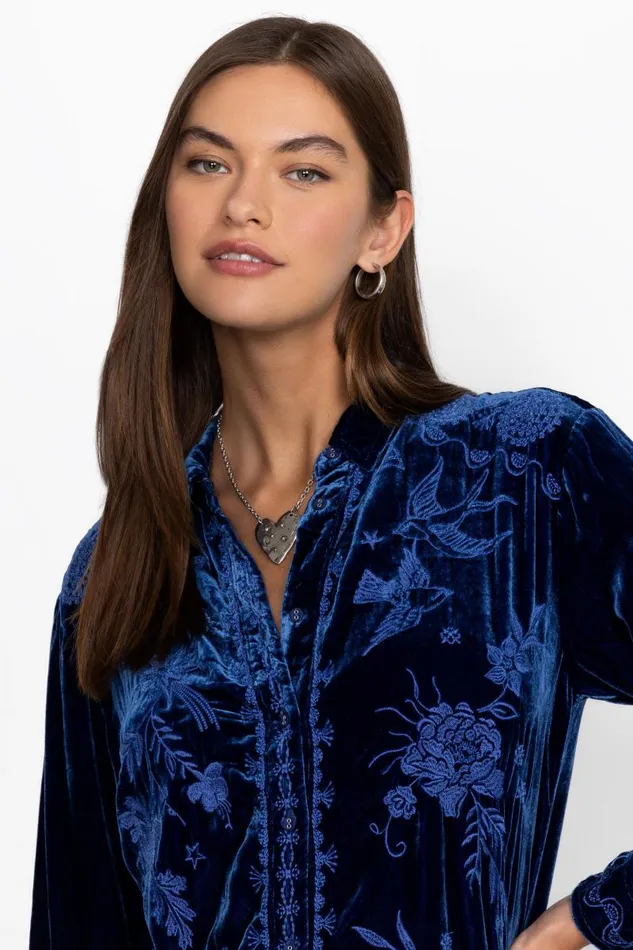 Women Tops Johnny Was VELVET OVERSIZED SHIRT Bellwether