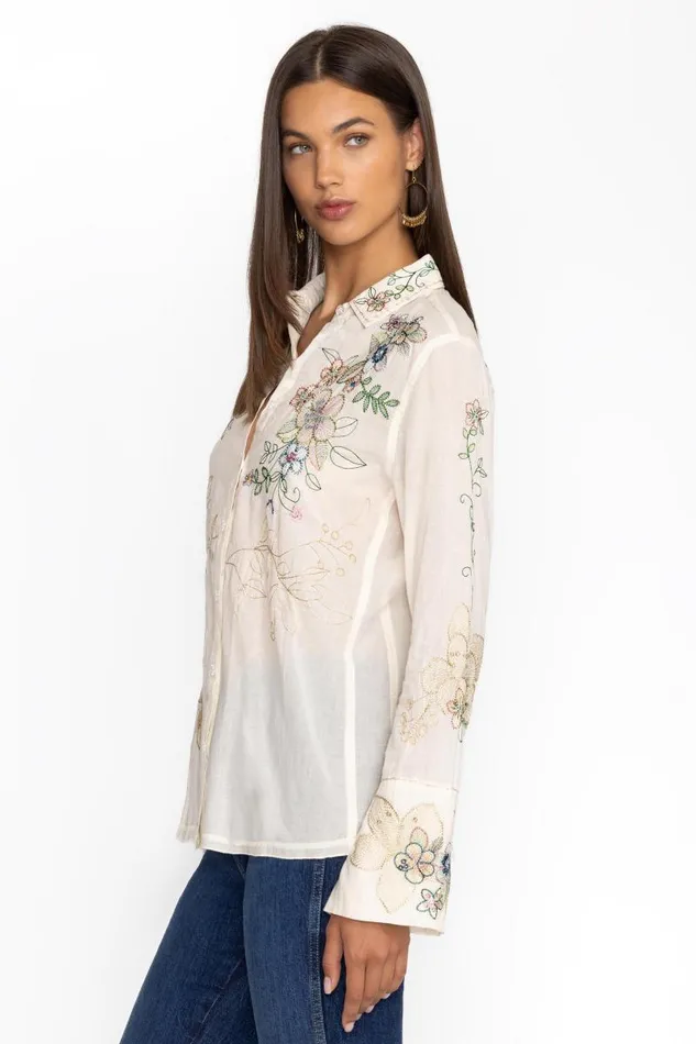 Women Tops Johnny Was VINTAGE BUTTON DOWN SHIRT Ecru Women Tops Johnny Was VINTAGE BUTTON DOWN SHIRT Ecru