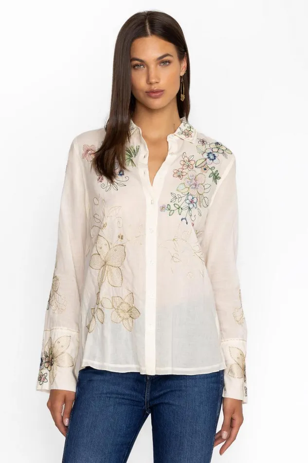 Women Tops Johnny Was VINTAGE BUTTON DOWN SHIRT Ecru Women Tops Johnny Was VINTAGE BUTTON DOWN SHIRT Ecru