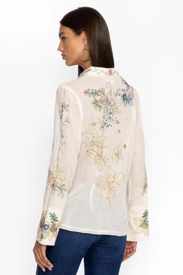Women Tops Johnny Was VINTAGE BUTTON DOWN SHIRT Ecru Women Tops Johnny Was VINTAGE BUTTON DOWN SHIRT Ecru