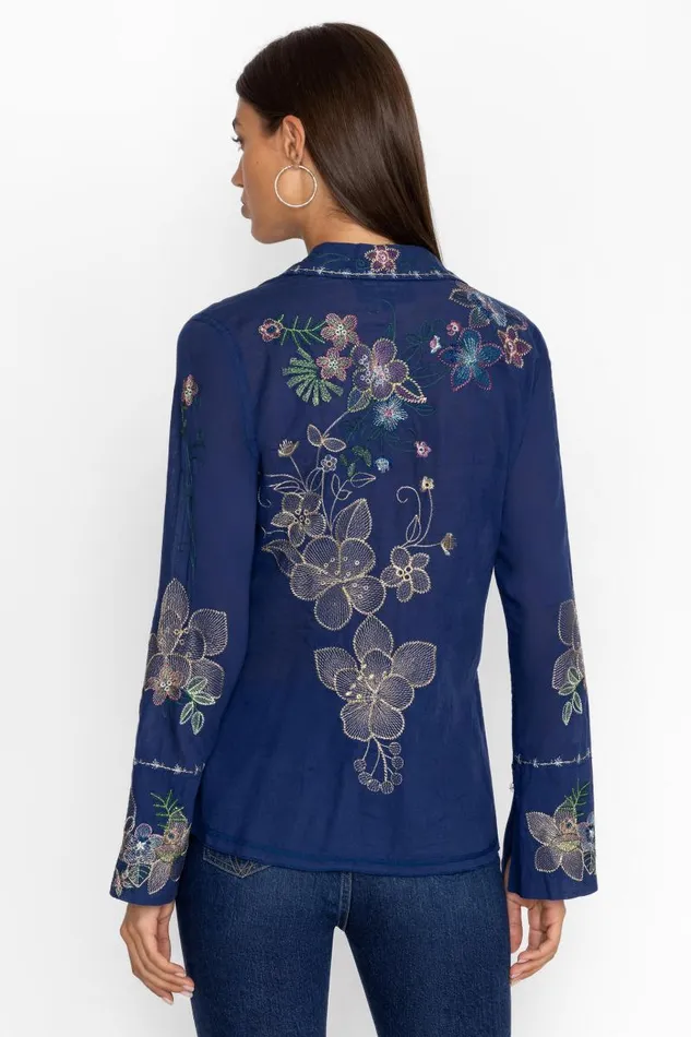 Women Tops Johnny Was VINTAGE BUTTON DOWN SHIRT Navy Women Tops Johnny Was VINTAGE BUTTON DOWN SHIRT Navy