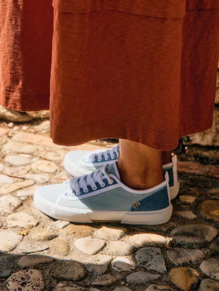 Women TRAINERS White Stuff Pippa Canvas Lace Up Trainer Chambray Blue