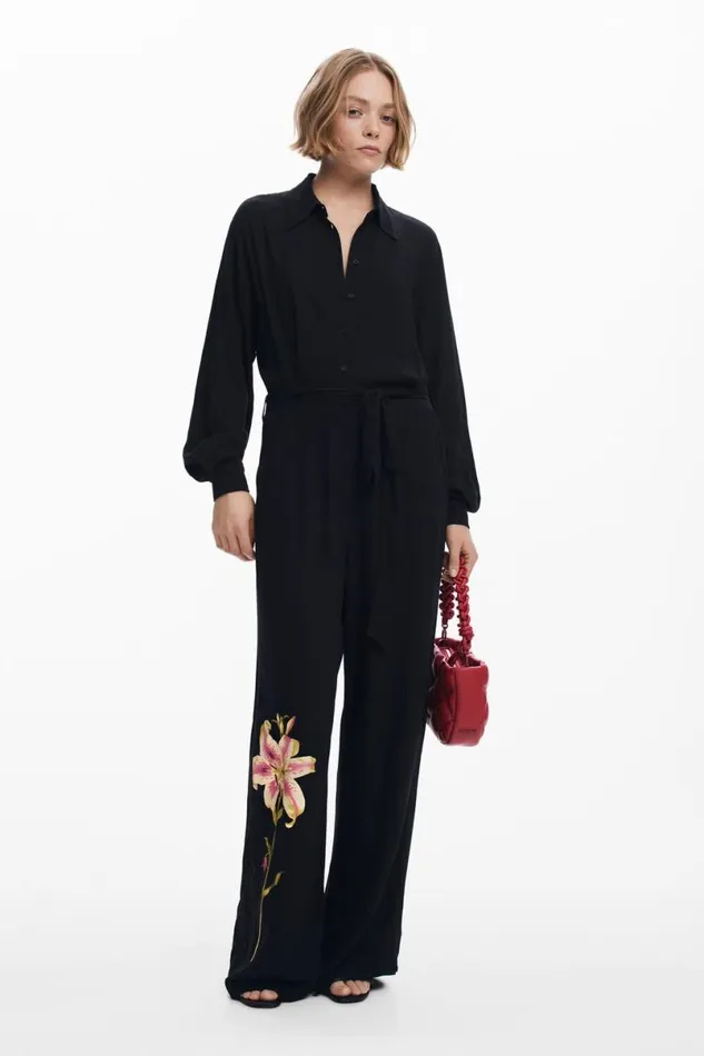 Women Trousers Desigual Orchid Belt Jumpsuit