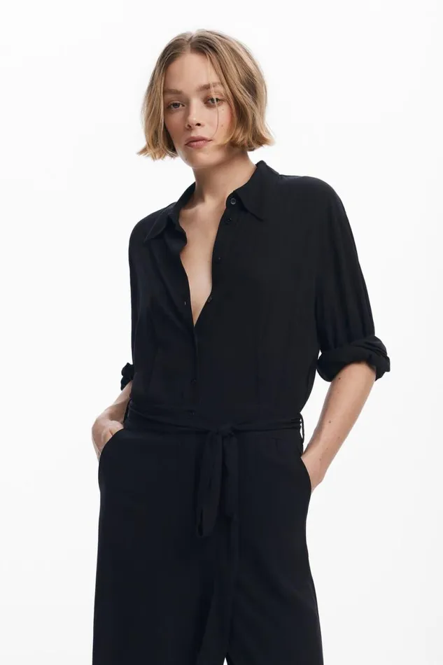 Women Trousers Desigual Orchid Belt Jumpsuit