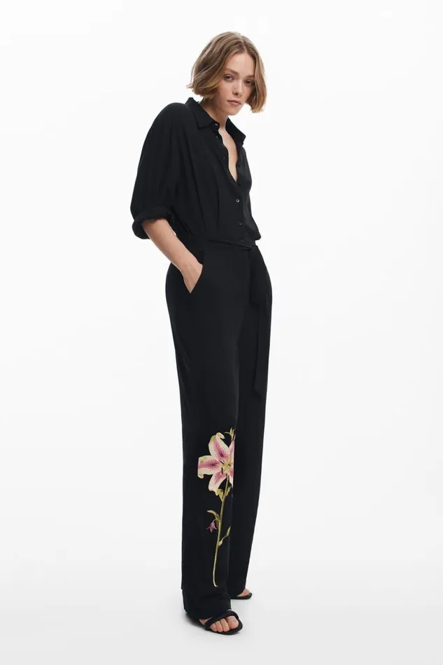 Women Trousers Desigual Orchid Belt Jumpsuit