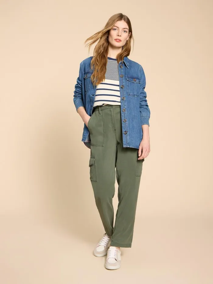 Women TROUSERS White Stuff Arlo Tencel Cargo Trouser Mid Green Women TROUSERS White Stuff Arlo Tencel Cargo Trouser Mid Green