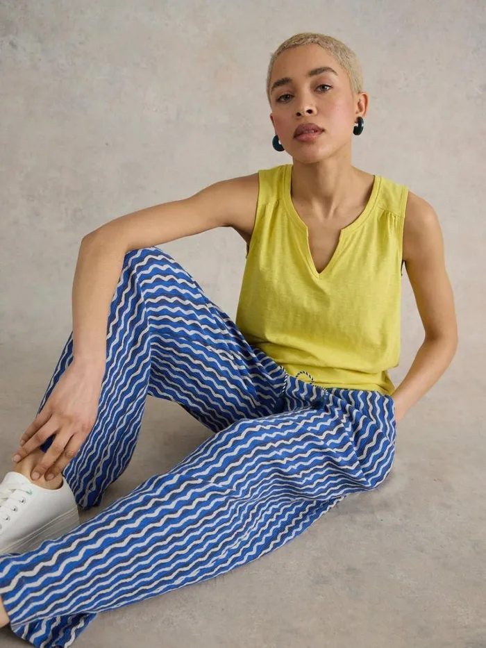 Women TROUSERS White Stuff Belle Crinkle Wide Leg Trouser Blue Print