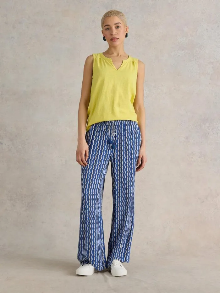 Women TROUSERS White Stuff Belle Crinkle Wide Leg Trouser Blue Print Women TROUSERS White Stuff Belle Crinkle Wide Leg Trouser Blue Print