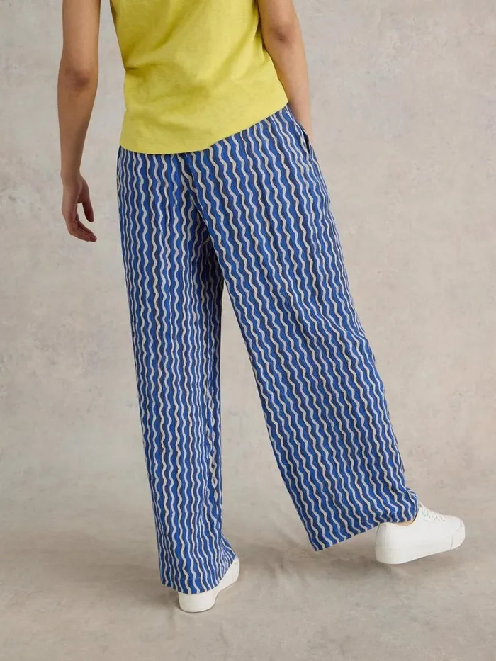 Women TROUSERS White Stuff Belle Crinkle Wide Leg Trouser Blue Print Women TROUSERS White Stuff Belle Crinkle Wide Leg Trouser Blue Print
