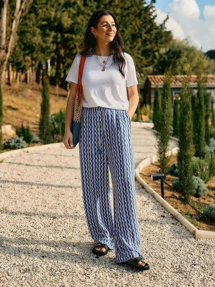 Women TROUSERS White Stuff Belle Crinkle Wide Leg Trouser Blue Print Women TROUSERS White Stuff Belle Crinkle Wide Leg Trouser Blue Print