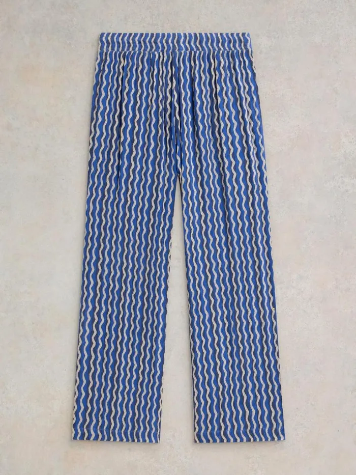 Women TROUSERS White Stuff Belle Crinkle Wide Leg Trouser Blue Print Women TROUSERS White Stuff Belle Crinkle Wide Leg Trouser Blue Print