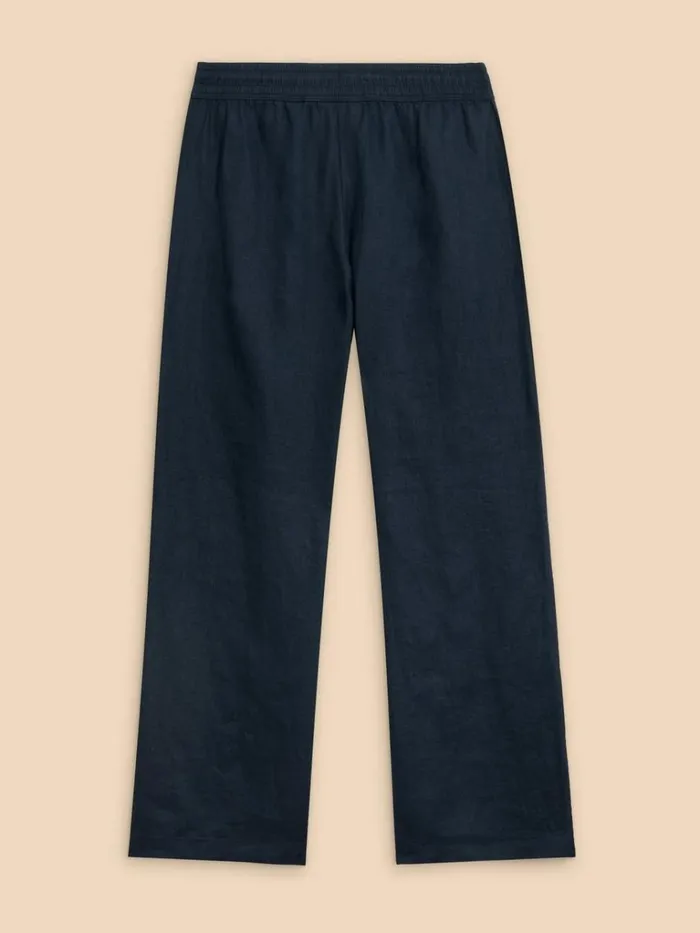 Women TROUSERS White Stuff Belle Linen Blend Wide Trouser Dark Navy