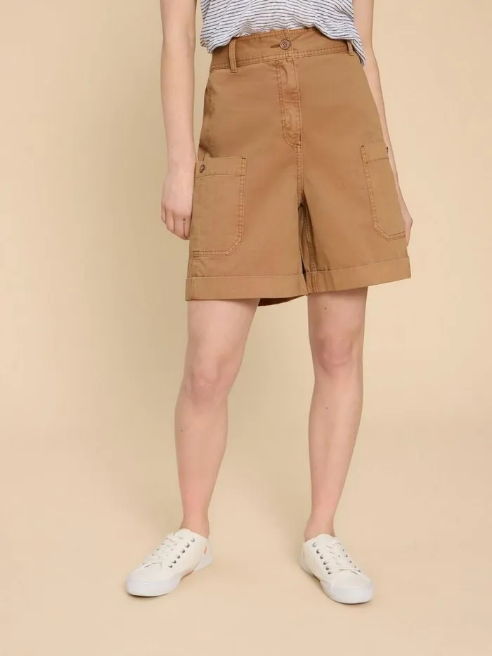 Women TROUSERS White Stuff Carlie Cargo Shorts Dark Natural