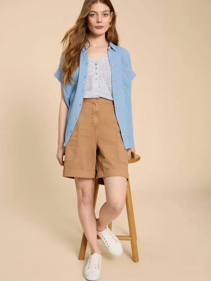 Women TROUSERS White Stuff Carlie Cargo Shorts Dark Natural