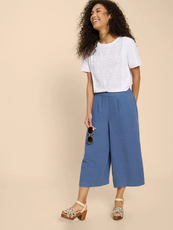 Women TROUSERS White Stuff Lisette Culotte Mid Blue Women TROUSERS White Stuff Lisette Culotte Mid Blue
