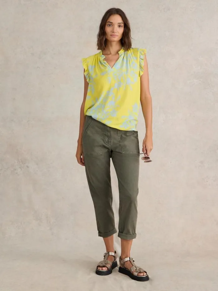 Women TROUSERS White Stuff Twister Chino Trouser Khaki Green