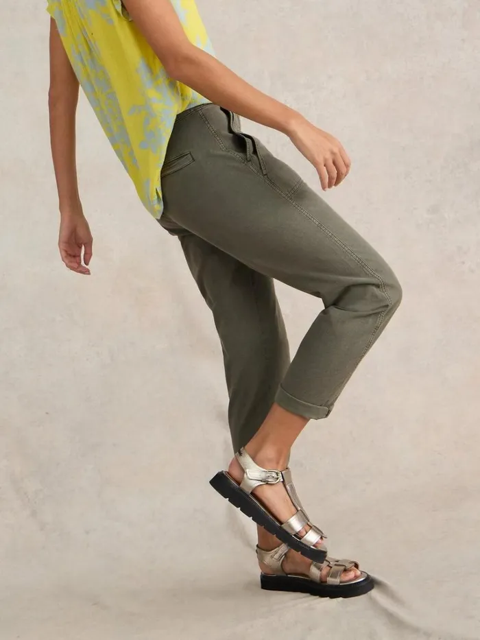 Women TROUSERS White Stuff Twister Chino Trouser Khaki Green Women TROUSERS White Stuff Twister Chino Trouser Khaki Green