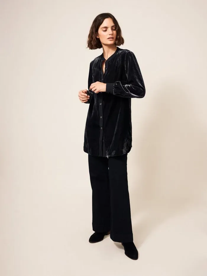 Women TUNICS White Stuff Dakota Velvet Tunic Dk Grey