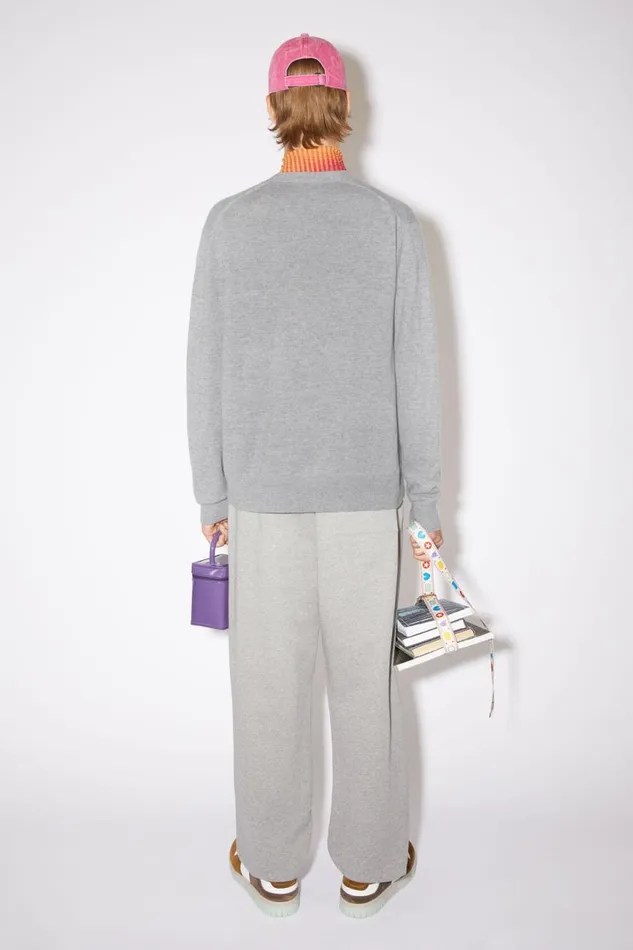 Women Wool Cardigan Grey Melange Acne Studios Knitwear